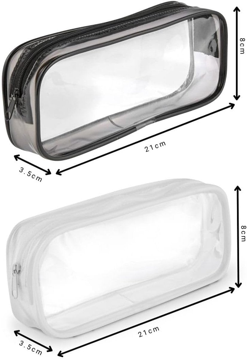 Pencil Case - 2-Piece Pencil Case - Pencil Case for School - Transparent Pencil Case - Transparent Exam Pencil Case - School Supplies - transparent school pencil case - school pencil case - Pencil case for men and women, children's pencil case, travel - P.