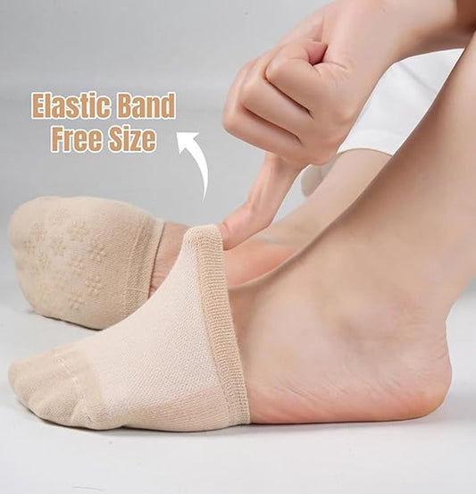 pairs - Half socks - Women's no-show anti-slip half socks - Cotton invisible lining toe protectors - toe protector socks - invisible socks - seamless five-toe socks - sock - for clogs - black, white, khaki, grey.