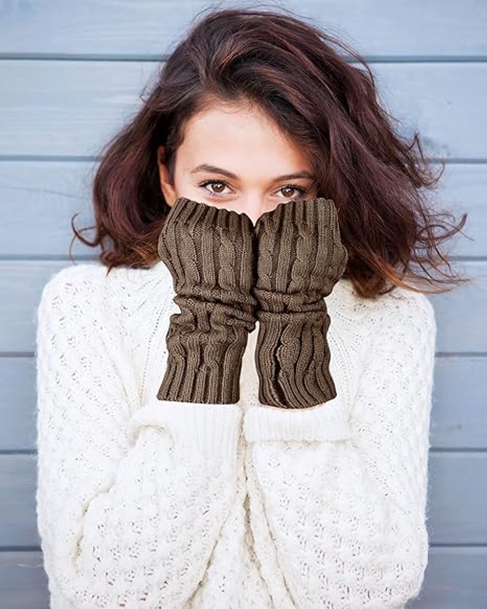 4 pairs of knitted arm warmer gloves - winter sleeves - winter long fingerless mittens - gloves - thumbhole gloves for men and women