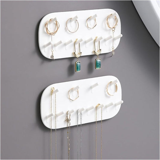 2 pieces - Jewelry stands - Jewelry display stand - Earring rack - Necklace holder organizer - wall jewelry organizers - Jewelry hooks - Necklace hook - Shelves - Display rack - for earrings, necklaces, bracelets, gift idea - 14*6*2 cm - white.