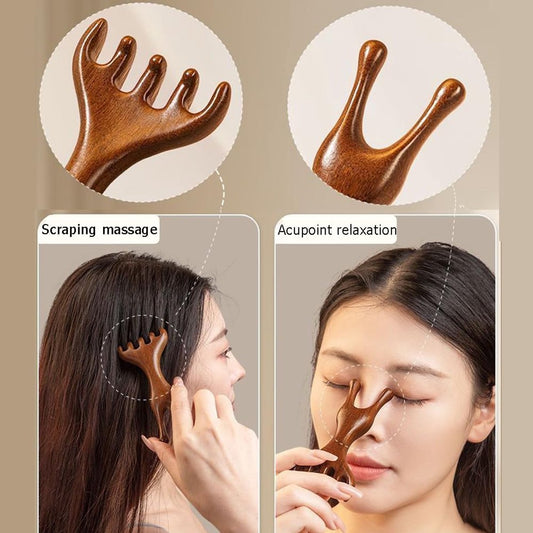 1 piece - Natural wooden nose gua sha massage tools - anti-static - wooden eye and face gua sha tool - manual face massage tool - multifunctional - portable - massage instruments - combs - wooden comb - 5.7*13 cm.