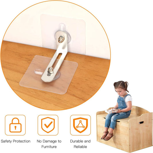 10 Pack Furniture Wall Anchors - Furniture Safety Anchors - Self-Adhesive - Anti-Tip Anchor Set - Falling Furniture Prevention - No Drilling - Safety Metal Bracket - Protect Baby & Pet - for Attaching Bookcase, Cabinet, Dresser