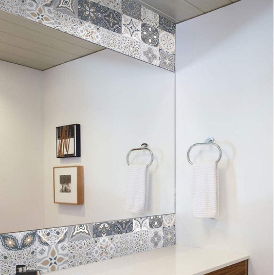 24 Pieces PVC Mosaic Tile Sticker - 10x10 cm - Adhesive Tiles - Moroccan Wall Tile - Waterproof Wallpaper - Decorative Film Furniture Film - Self-Adhesive Tiles - for Kitchen, Cabinet, Furniture, Table - Decorative Sticker Tiles - Adhesive Film Tile Stick