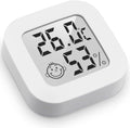Mini digital indoor thermometer - Weather station - Thermometer - Highly accurate temperature monitor - Indoor thermometer - Hygrometer - Thermo-hygrometer - Comfort level indicator - White.