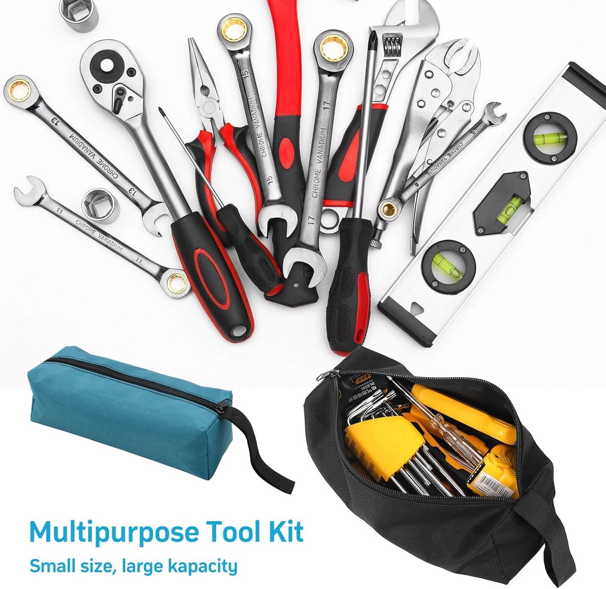 2 pieces - 30*10*10cm and 25*8*8.5 cm - Tool bag - small tool bags - waterproof tool bags - sturdy small tool bag - for carpenter, tools and power tools - black and blue.