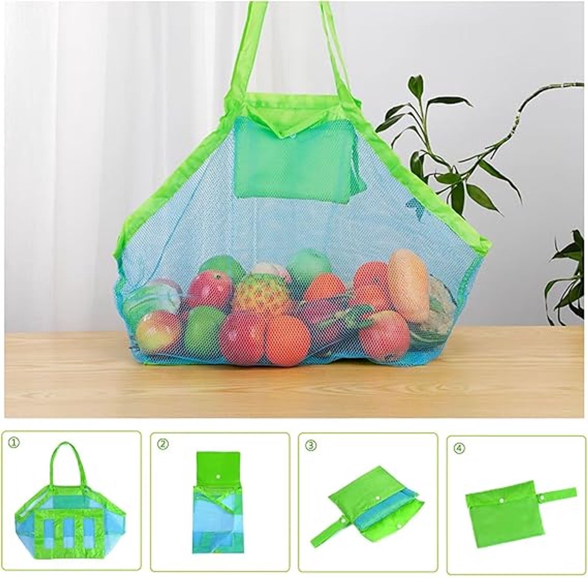 2 pieces - beach bag - 45*45*30 cm - mesh beach bag - lightweight beach bag - foldable storage bag - suitable for children's beach trips, toys, towels and beach shoes - green