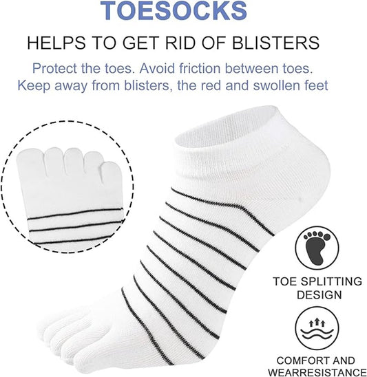 5 pairs - Toe socks - Toe socks - Yoga socks - cotton toe socks for women - Runner toe socks - Runner Toe socks - Smooth toe seam - Cotton - Comfortable Socks - sports socks - loose toe socks - breathable sports socks - white