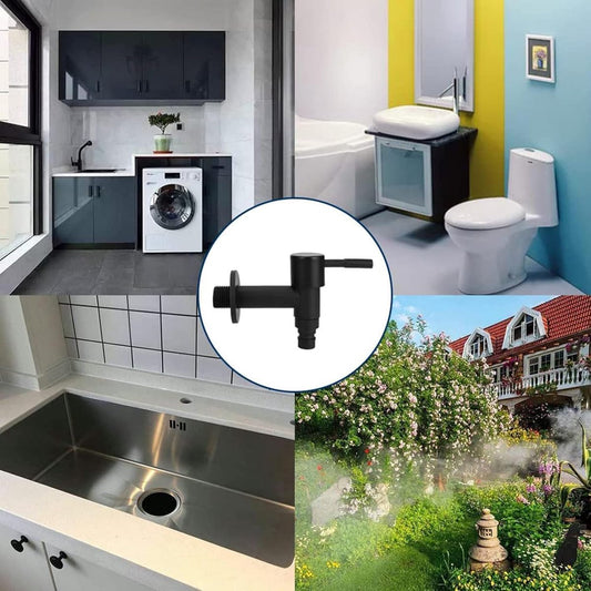 Wall-mounted tap - Material black copper - Wall mounting - Bathroom corner tap - Washing machine tap - Outdoor garden tap - Bathtub - Toilet - Mop - Swimming pool tap - Suitable for bathroom, toilet