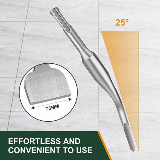 Chisel - 17 * 165 * 75 mm - Tile chisel - slanted chisel - stone chisel - cold chisel - flat chisel - hammer drill chisel - tile chisel for SDS-plus - 40CR chrome steel - silver - 25° bend - for tiles concrete stone masonry.