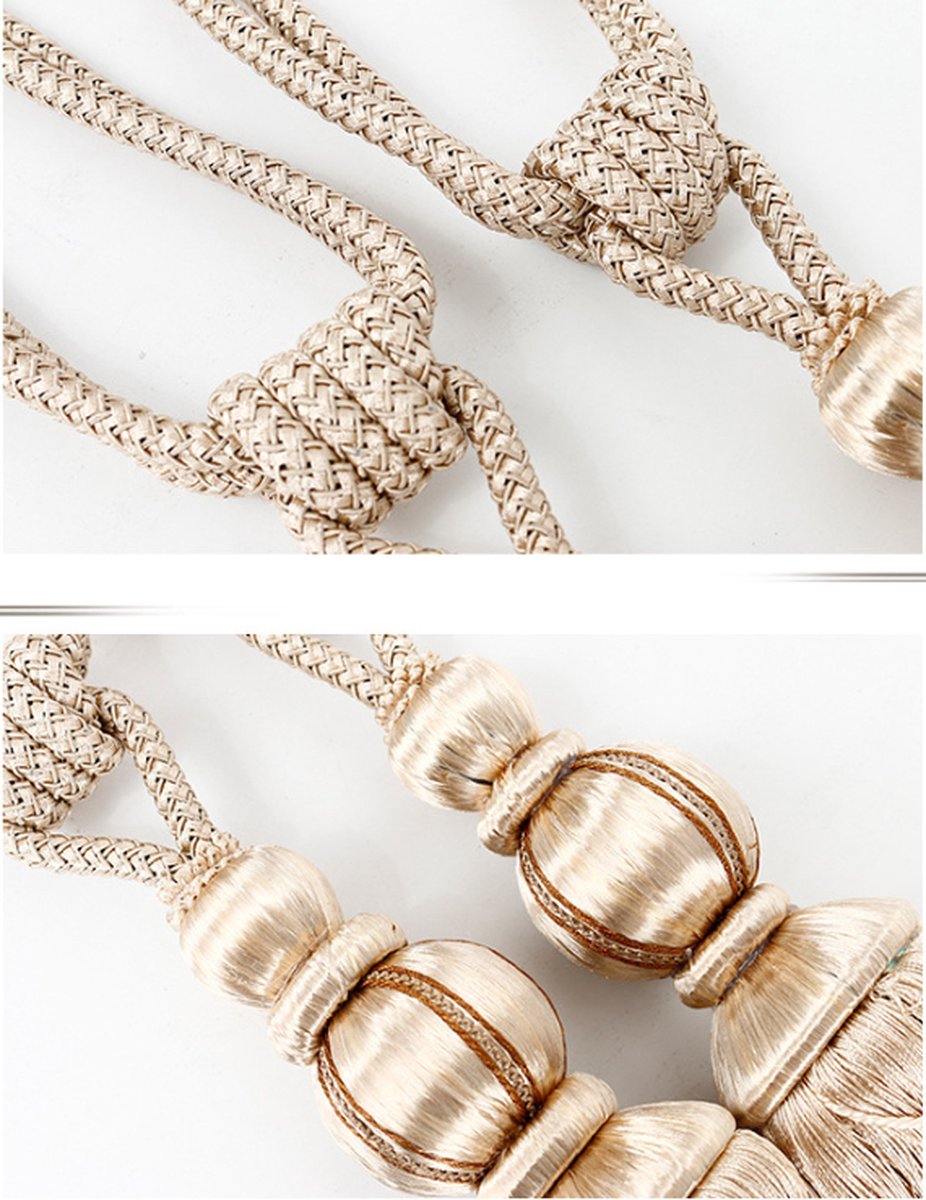 2 Pieces - Curtain Tassels - Curtain Ties - Curtain Tassel - Curtain Accessories - Curtain Holder - Curtain Tie Rope - Window Decoration Accessories - Curtain Tassel - Beige - 75cm