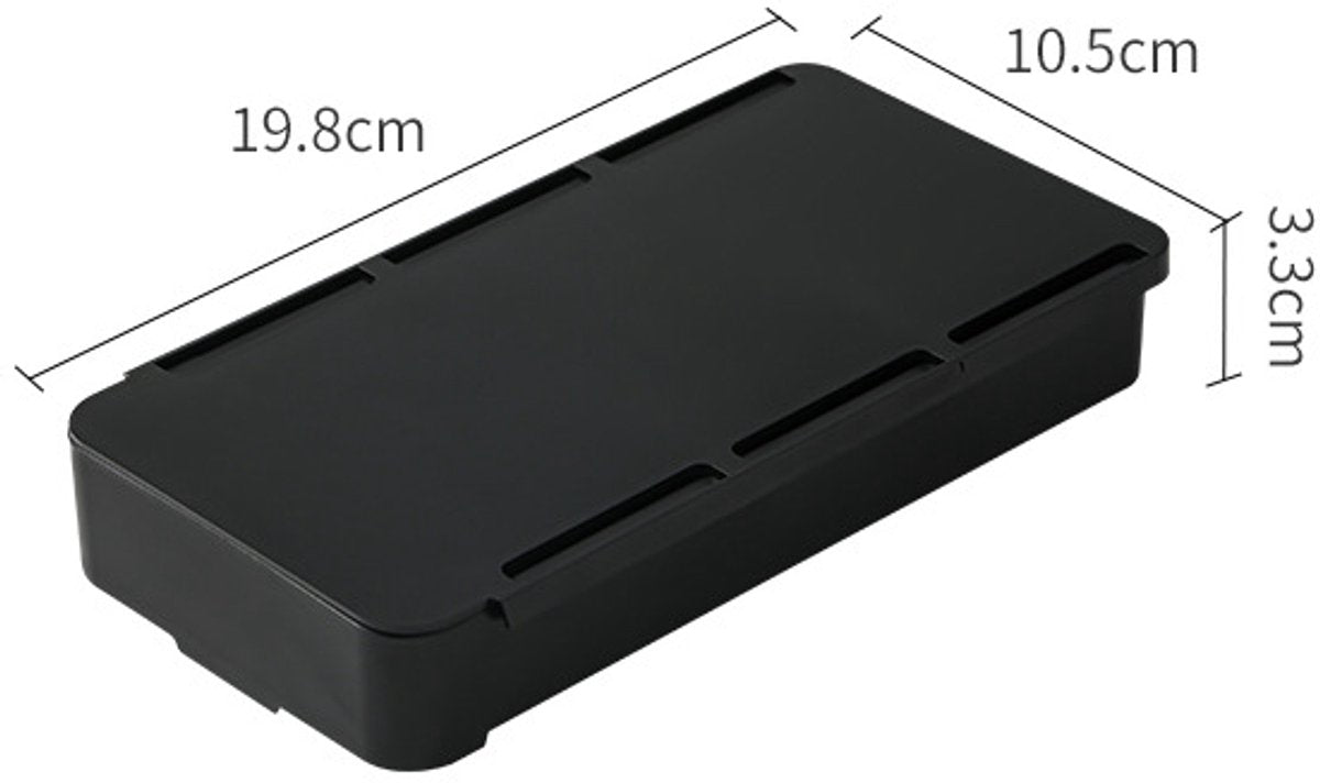 Desk organizer - 2 pieces - Drawer dividers - Self-adhesive - Under desk drawer organizer - Drawer under desk - Hidden desk drawer - For shelves, desks and tables - Black - 19.8*10.5*3.3 cm - ABS