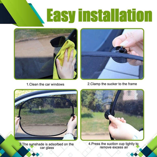 Car Side Window Sunshade - 2 Pieces - UV Protection - Car Sunshade for Baby & Child - Car Window Sun Protection - Car Sunshade - Car Accessories - Universal - 44 cm x 36 cm - Black - Polyester.
