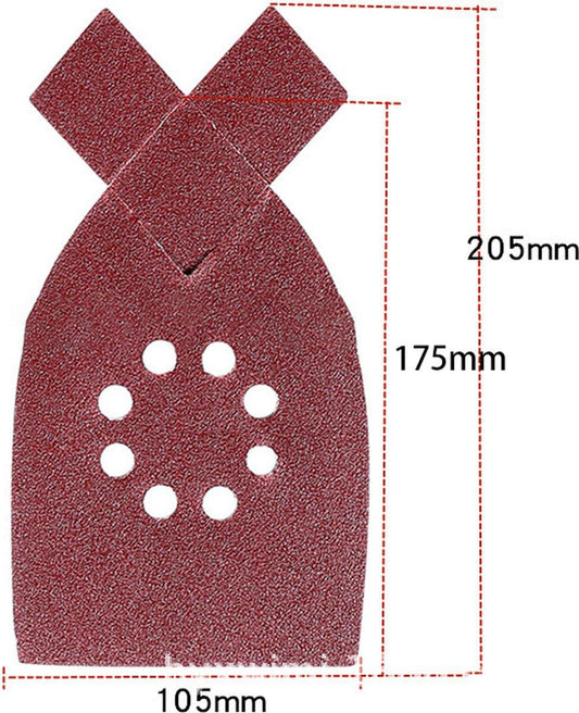 50 pieces - sandpaper - P40/60/80/100/120 grit - grit sandpaper for multi-sander - For wood and metal - 205*175*105MM (205mm at the tip of the ear) - self-adhesive - hook and loop - 8-hole sanding pads - sanders.