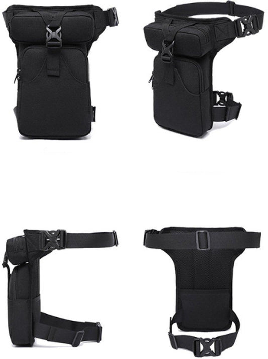 Waist Bag - Leg Bag - Motorcycle Waist Bag - Motorcycle Bag - Tactical Leg Bag - Tool Bag - Unisex - Black - Large Capacity - 16*5*29 cm - 4 Compartments - Polyester.