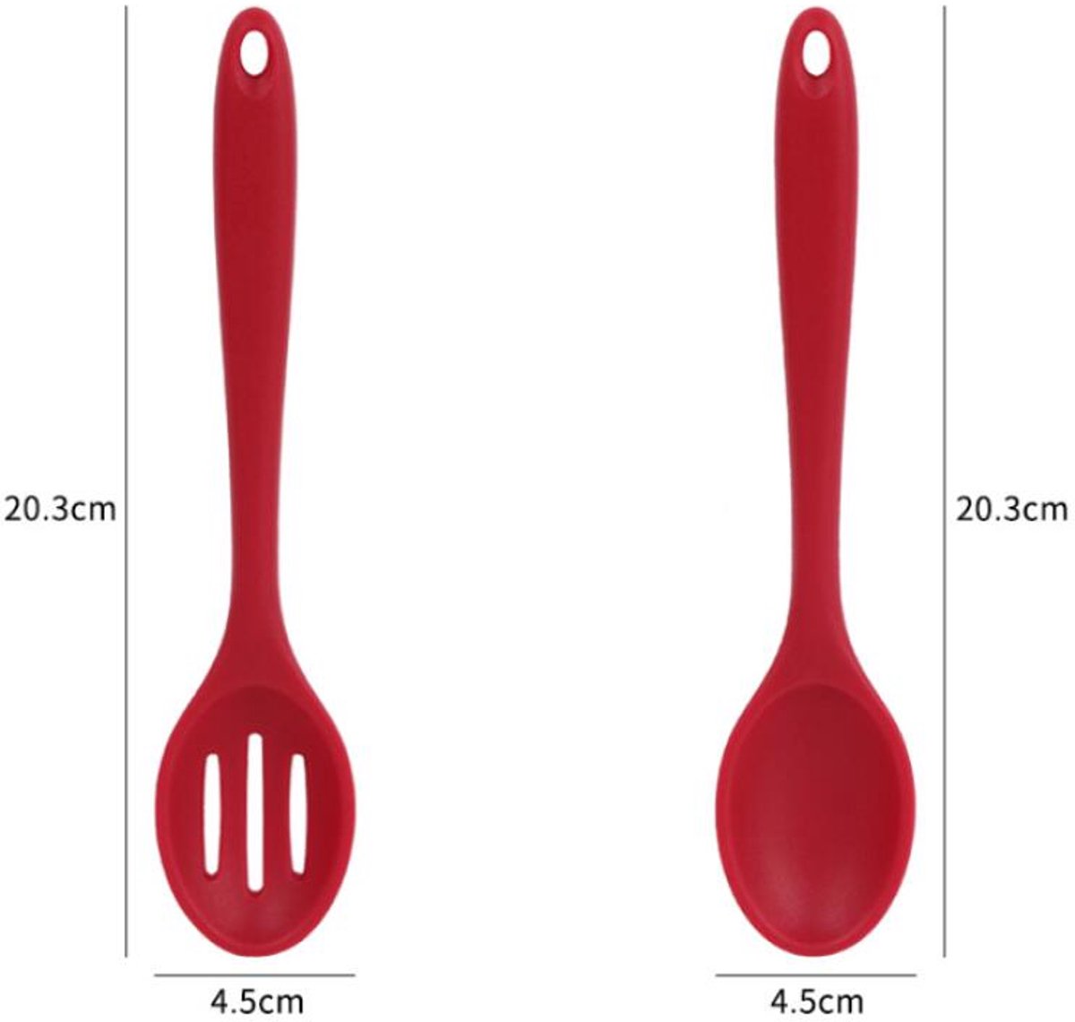 Cooking Spoon - 4 Pieces - Stirring Spoon - Silicone - Spoon - Sauce Spoon - Serving Spoon - Serving Spoon - Heat Resistant - Kitchen Tool - Non-Stick Coating - Kitchen Utensils - Suitable for Kitchens and Dining Rooms - 20.3*4.5 cm - Black