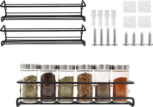 2 pieces - Wall spice rack - hanging - Wall rack - kitchen spice rack - hanging organizer - spice rack for kitchen cupboard - Spice Rack - Hanging spice rack - Black - 29*6.5*6.5cm.