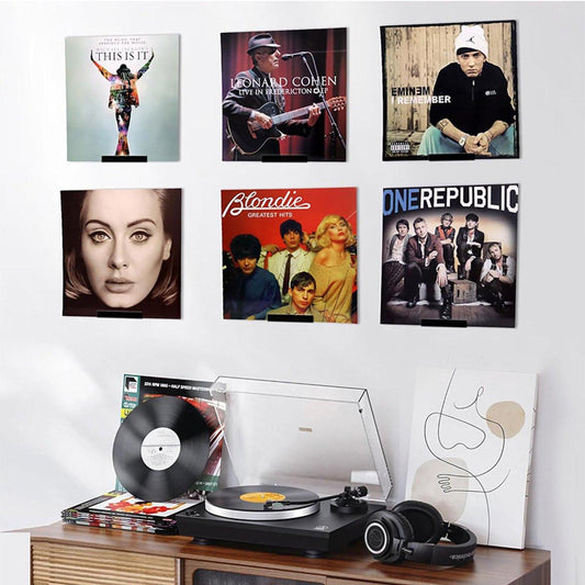 6 pieces - Record holder - Wall mount - 10*3.5*3 cm - Record stand - Record rack - black - Acrylic - Display - Vinyl rack - LP rack.
