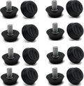 16 pieces Adjustable Furniture Feet - Leveling Pad Base Leg - Table Leg Chair - Adjustable Floor Protection - M6 x 10 x 20 mm - Leveling Leg - Furniture Coaster - Black / Silver - Plastic - Stainless Steel - Leveling Feet - Felt Pads - Floor Protectors -