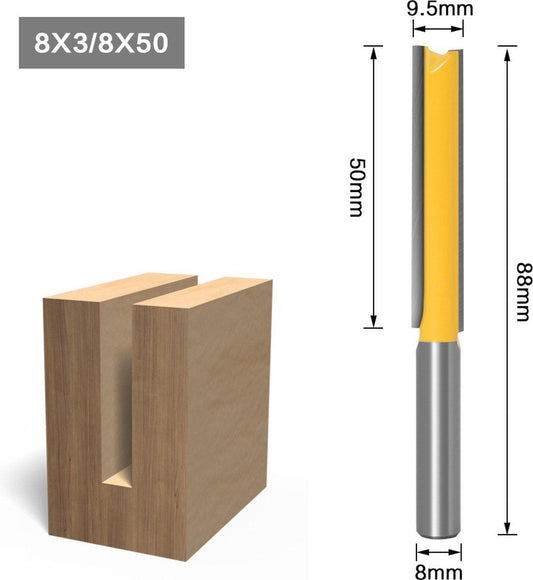 Groove cutter - Wood Groove Cutter Long Version - Shaft 8mm - 8*50mm - yellow - metal.