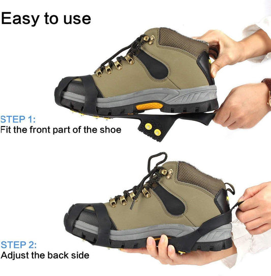 Snow grips over shoes/boots 10 studs Ice Traction Universal Slip on Stretch Fit Snow and Ice, Snow Cleats Crampons Ice Spikes Snow Grips for Winter - M (36-40).
