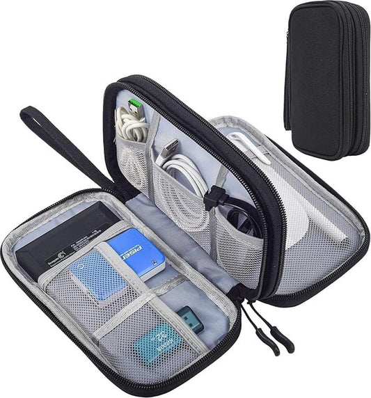 Bag Organizer - Electronics & Accessories Organizer Bag - Cable Organizer Bag - Storage Bag for Cables, Electronics and Accessories - Organizer - Black - 19.5*11*5.5cm - Polyester.