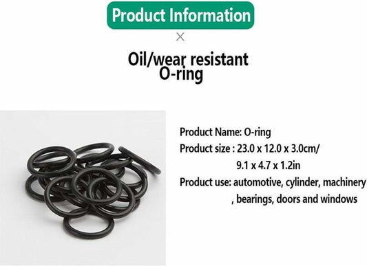 O-rings rubber rings - 225 pieces - 18 sizes - 6x2mm - with assortment box.