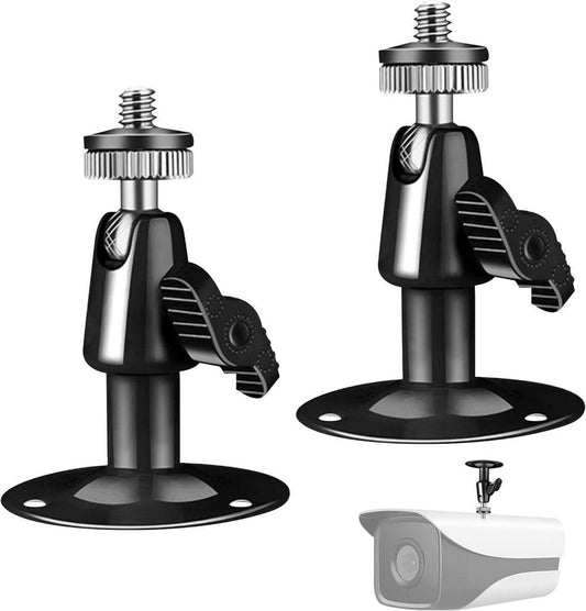 Metal Camera Bracket - 2 pieces - 360° adjustable - Wall mounting - For security cameras - Indoor and outdoor use - With installation accessories - Black.