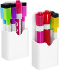 2 Pcs Magnetic Pen Holders, Magnetic Dry Erase Marker Holders, Magnetic Pencil Holders for Fridge, Whiteboard Marker Holder for School, Office, Home, Magnetic Marker Organizer, White - 5.6*12cm