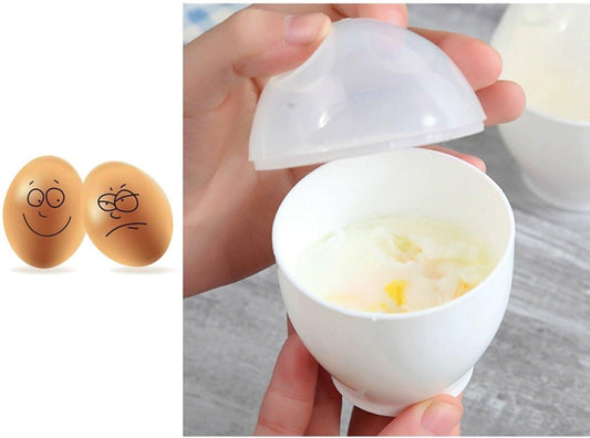Egg Boiler - 2 Pieces - Microwave Egg Boiler - Egg Boiler - Portable Mini Fast Egg Boiling Cup - For Kitchen Breakfast - White.
