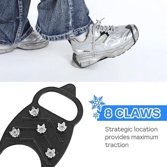 1 pair - Anti-slip spikes for under shoes - Size 41-46 - anti-slip gripper spikes claw - Snow shoes - black - Silicone.