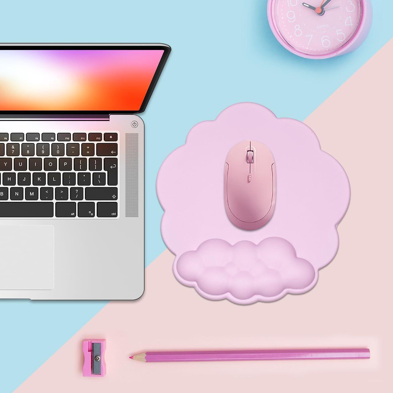 Mouse pad - Mouse pad with wrist rest - Ergonomic mouse pad - Mouse pad with leather surface, suitable for computers, laptops, office, home and travel, with non-slip bottom.