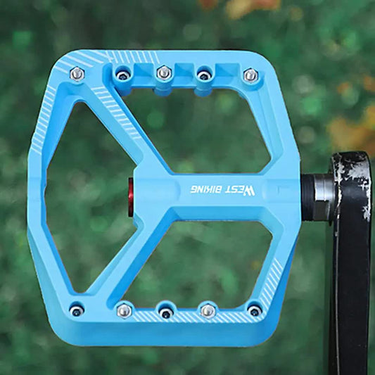 1 pair of wide pedals with non-slip surface and repair function, blue.