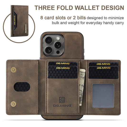 Magnetic iPhone 16 Pro Case with Card Pocket Compatible with iPhone 16 Pro Coffee Color.