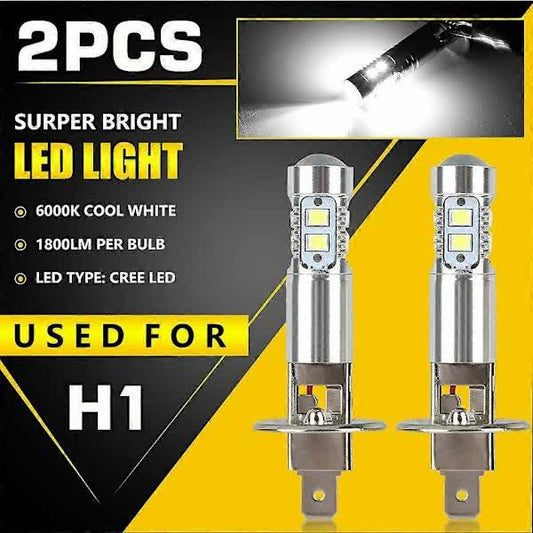 H1 LED Headlight Bulbs High and Low Beam Fog Lights 100W 6000K Conversion Kit 2x.