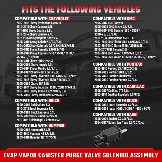 214-1680 Vapor Canister Purge Solenoid Valve Compatible with Buick Chevy Cadillac Pontiac GMC Saturn Replace 911-032 12597341 12597567 12570469 12581349.