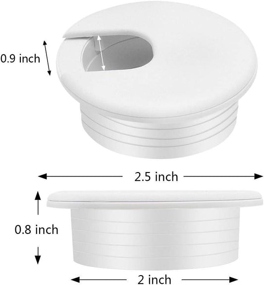 2" Desk Grommet(10 Pack), Wire Cable Hole Cover Plastic Wire Organizers for Office PC Computer Desk Cord Management (White).