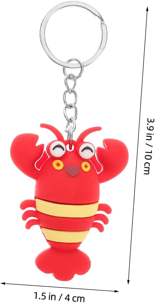 10pcs Simulation Sea Animals Keychains Cute Cartoon Lobster Key Pendant Decor for Bags Backpacks and Phones Fun Party Favors for Boys.