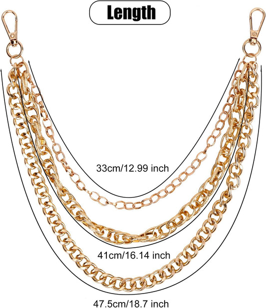 Hip Hop Punk Jeans Chain, Gold Pocket Pants Trousers Wallet Chain for Men Women Key Chain Goth Unisex Accessory