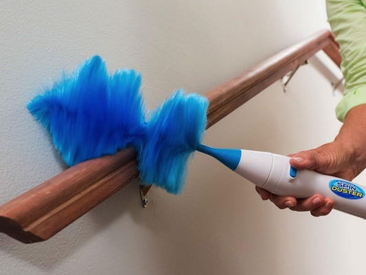 Hurricane 360 Electric Feather Spin Duster Feather Duster Adjustable Electric Dirt Dust Brush Removing Dust in One Spin Cleaning Accessories Home Office, Use Battery.