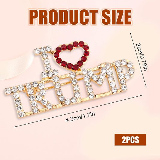 2pcs Crystal Trump Brooch - Official Trump 2024 Lapel Pin with Clear Container for Presidential Election Souvenir Gifts.