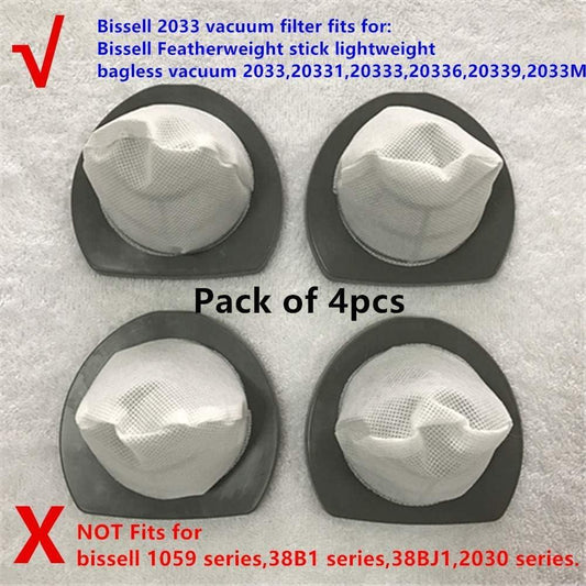 2033 Replacement filter fits for Bissell 2033 vacuum Filter Assembly for Bissell Featherweight Stick Lightweight Bagless Vac 2033,20331,20333,20336,20339,2033M Series #1611508-4 pack.