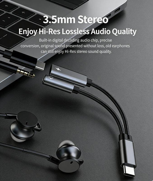 Samsung Galaxy S25 Headphone Adapter, USB C to AUX Mic Jack with PD 60W Fast Charging for Stereo, Earphones, Compatible with Samsung Galaxy S25/S25+/S25 Ultra/S24/S24+, Google Pixel 8/7.