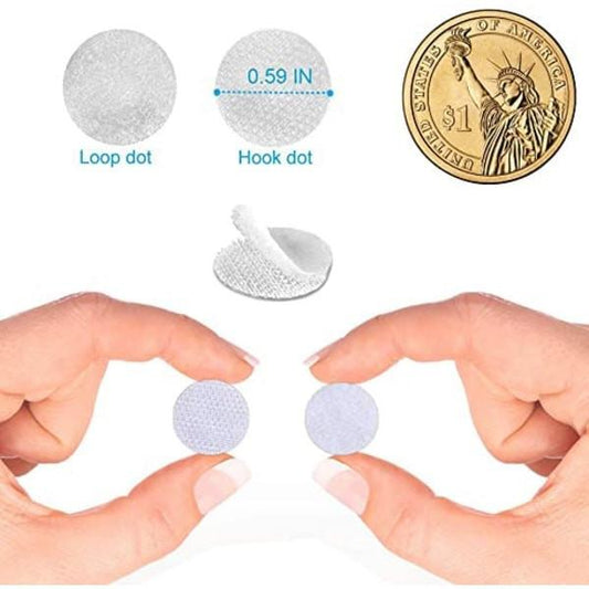 Velcro 10mm Round Self Adhesive 1000pcs White Nylon Silent Hook and Loop Fasteners for Kids Early Education.