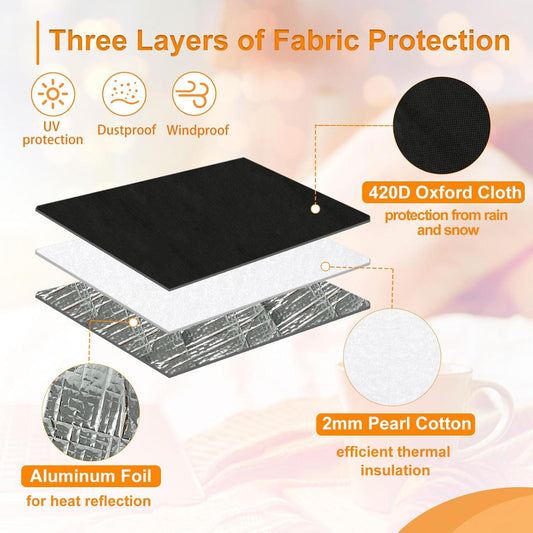 Air Conditioner Covers for Window Units - 3 Layers Insulation Outside AC Cover with Elastic Drawstring Metal Buckle Strap, Outdoor Winter Waterproof AC Canopy Sun Shade - 27.5 Ã 22.5 Ã 18.5 Inch.