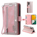 Compatible with Samsung Galaxy S25 Case Compatible PU Leather Zipper Wallet Phone Case with 9 Card Slots.