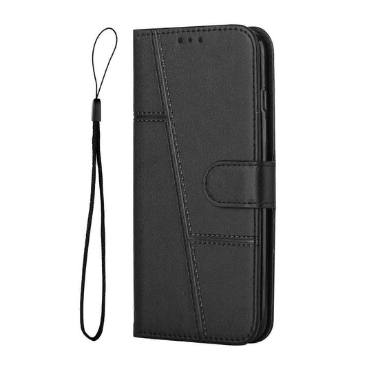 Stitched Calfskin Case for Redmi 14C 4G (FMY) Black_yux Black.