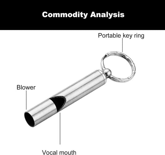 2PCS Mini Stainless Steel Survival Whistle Perfect for Camping, Hiking and Boating Loud Emergency Whistle with Far Distance Rang for Sporting Events and Call Your Dogï¼Keychain Included.