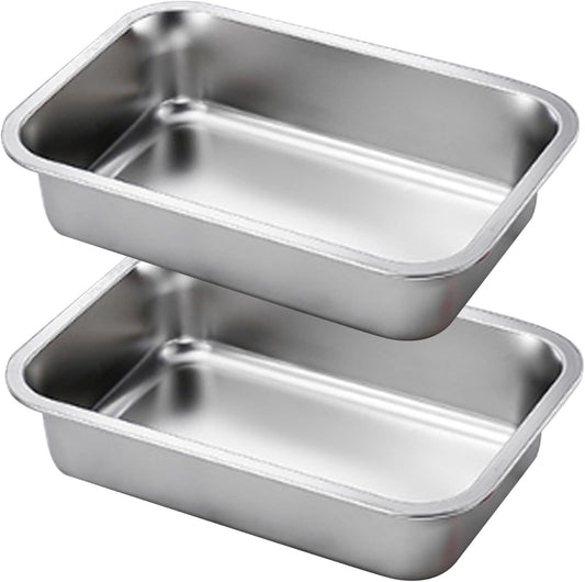 2PCS Stainless Steel Baking Pans, 9x13 Inch Rectangle Lasagna Pan, Stackable Deep Dish for Brownie, Casserole, Cookie