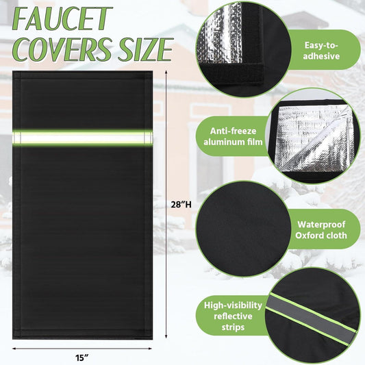 Insulated Outdoor Faucet Covers, 28âH x 15âW Reusable Easy On Cover Sock with Reflect Strip for Winter RV Park Yard Hydrant Freeze Protection Outside Water Spigot Sprinkler.