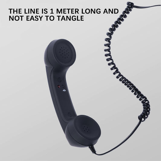 USB-C Retro Telephone Handset for Mobile Phones, Plug \u0026 Play, Radiation Protection, Compatible with iPhone \u0026 Android, Black.